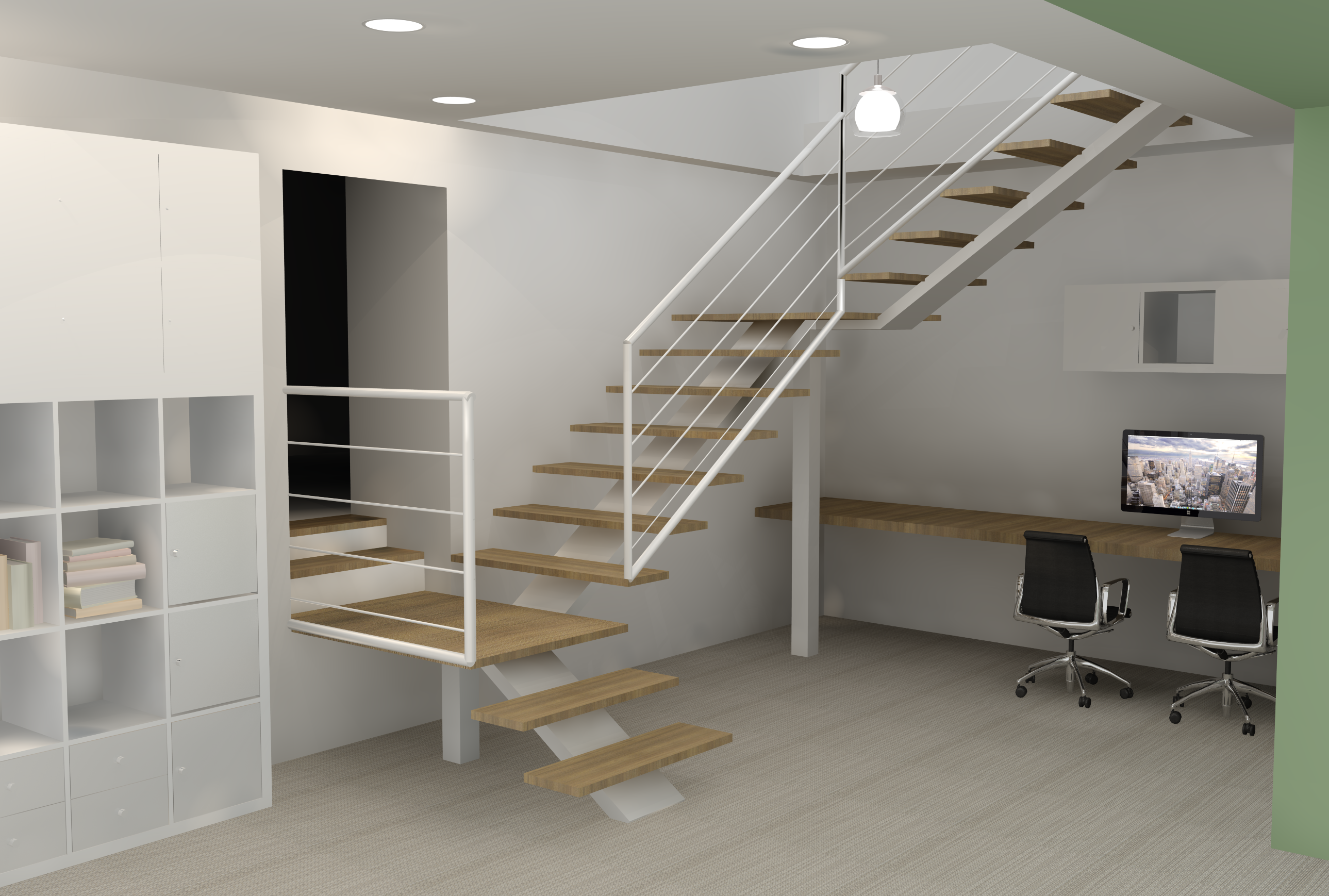 Projet d'aménagement d'un espace bureau et escalier - Tramery (51) - 2023